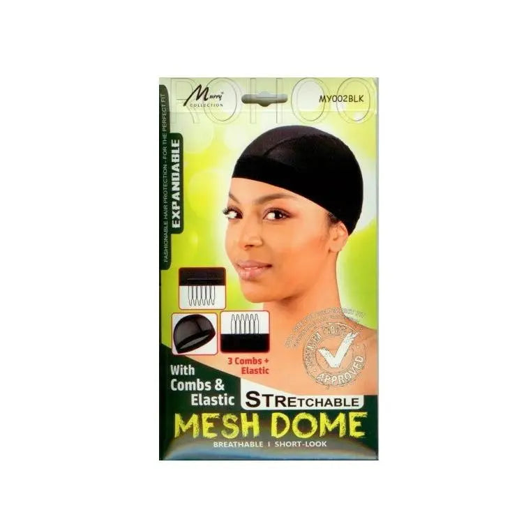 Murry Collection Mesh Dome Cap With Combs And Elastic- Black - Hair 1