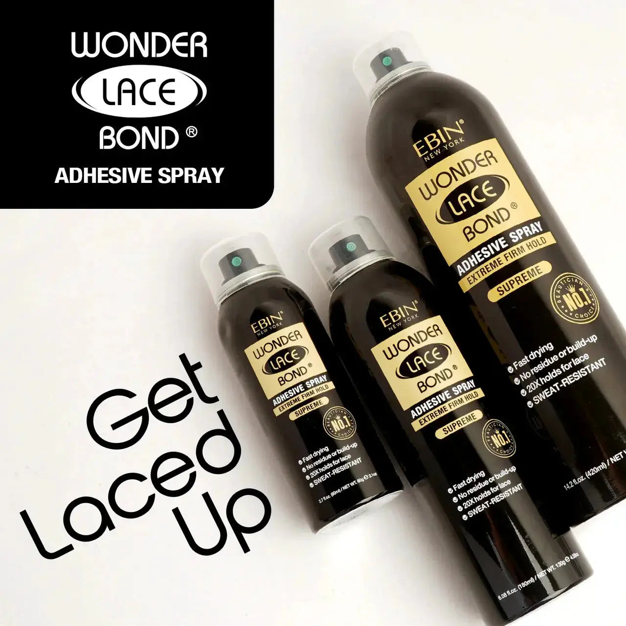 Ebin New York Wonder Lace Bond Wig Adhesive Spray Extreme Firm Hold (Supreme) 180ml Hair 1