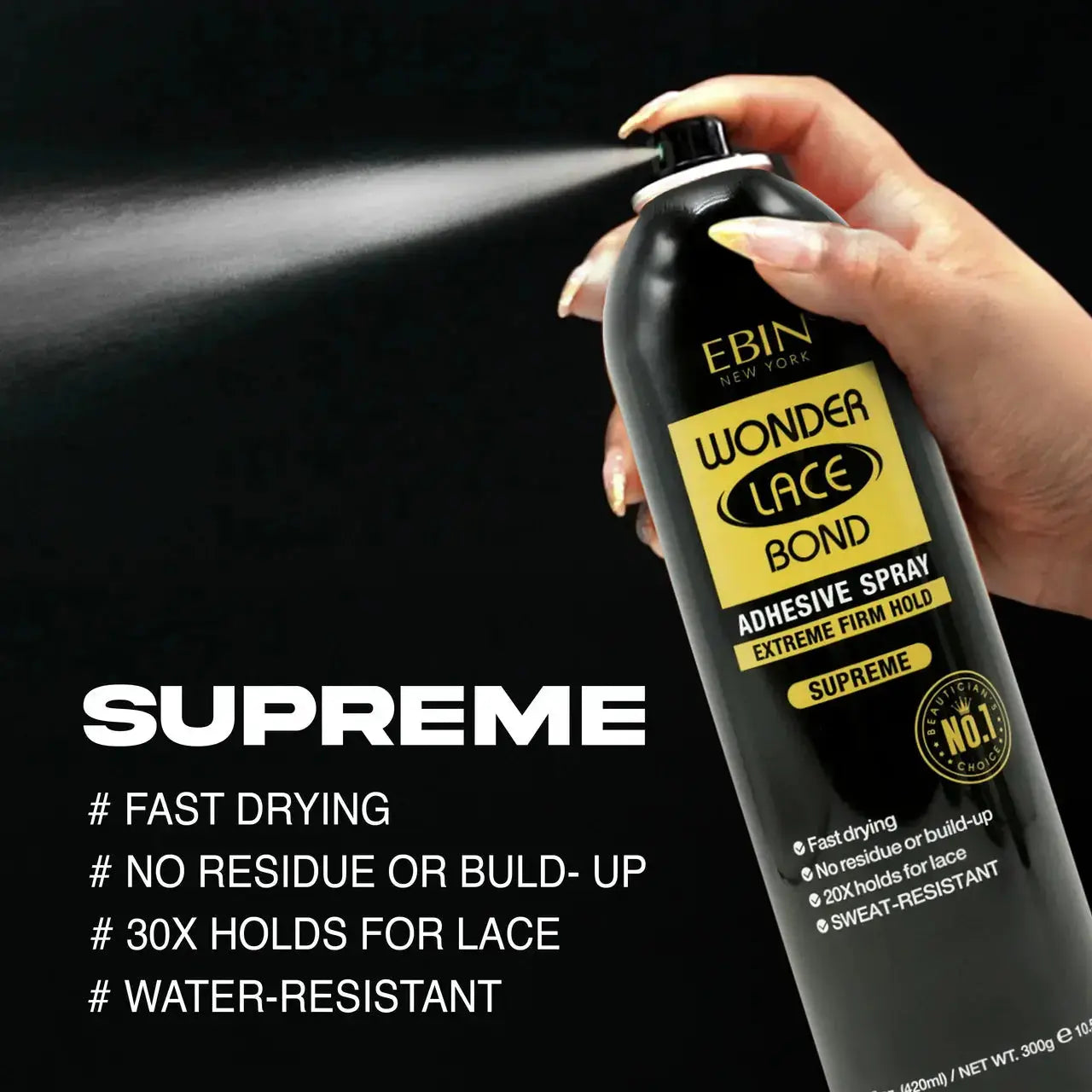 Ebin New York Wonder Lace Bond Wig Adhesive Spray Extreme Firm Hold (Supreme) 180ml Hair 1